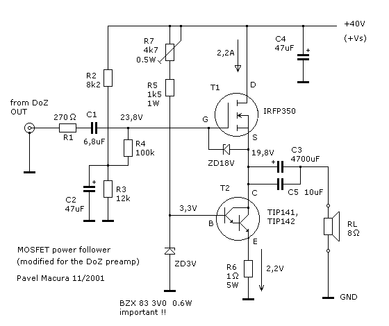 Mosfet Power Follower and other projects